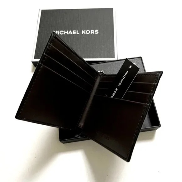 Michael Kors Slim Billfold Wallet 2pc Gift Set Tan & Chocolate Brown Boxed NWT - Picture 13 of 15